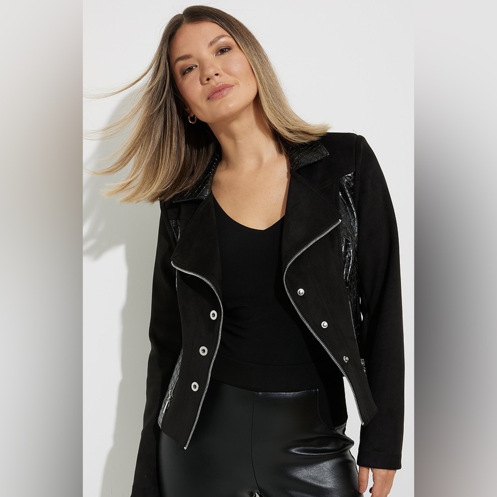 JOSEPH RIBKOFF BLACK MOTO JACKET STYLE - Picture 4 of 15